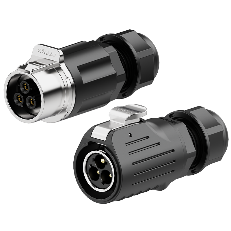 LP20 3Pin Crimping Type Industrial Waterproof Connector Wire to Wire Circular Connector 25A Power Metal + Plastic