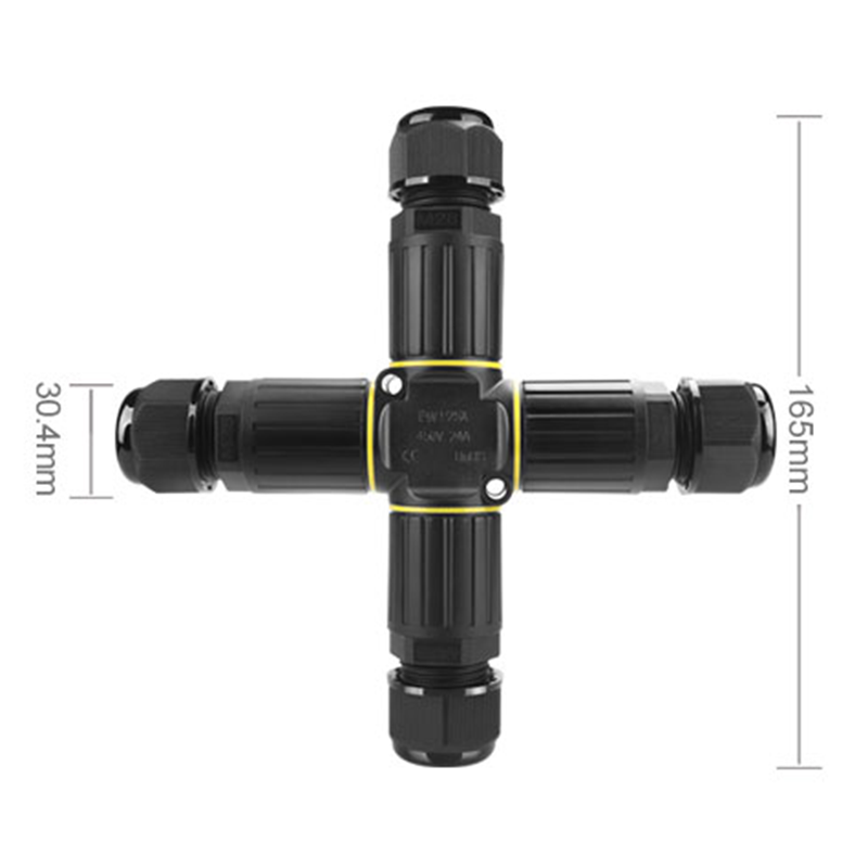 P25X Cross Type 4 Way Waterproof Connector 3 Pin Cable Connectors Waterproof Wire Connector Screw Waterproof