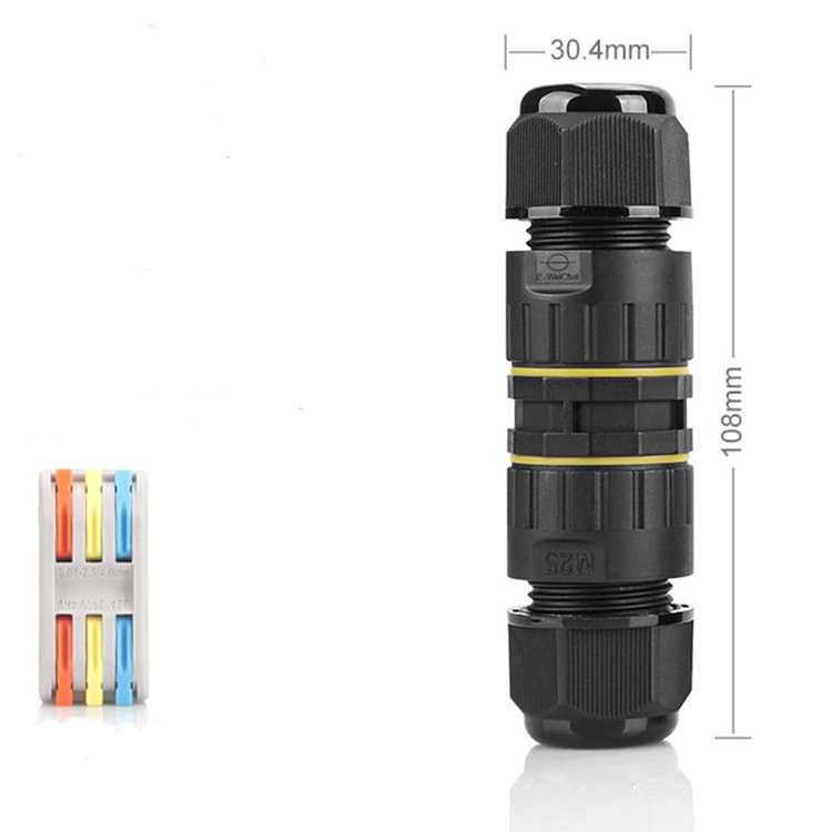 M25B Waterproof IP68 Cable Connector 3 Pin Circular Plug Connector Automotive 24A Power Screwless Waterproof Connector