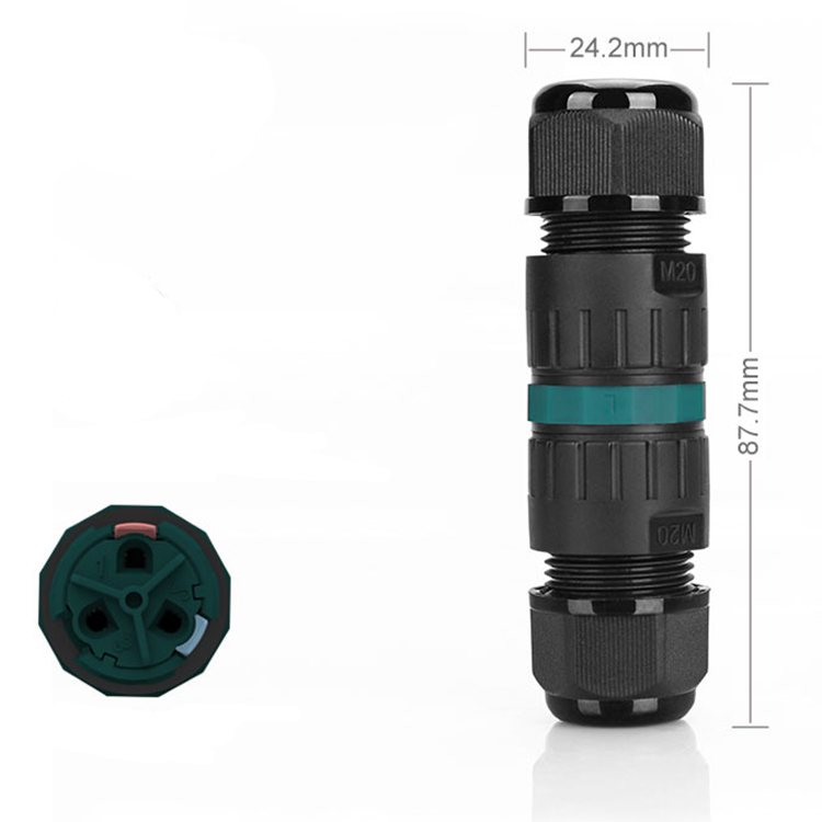 P20 IP68 Screwless Waterproof Cable Connector 2 Pin Through Type Cable Connectors Waterproof