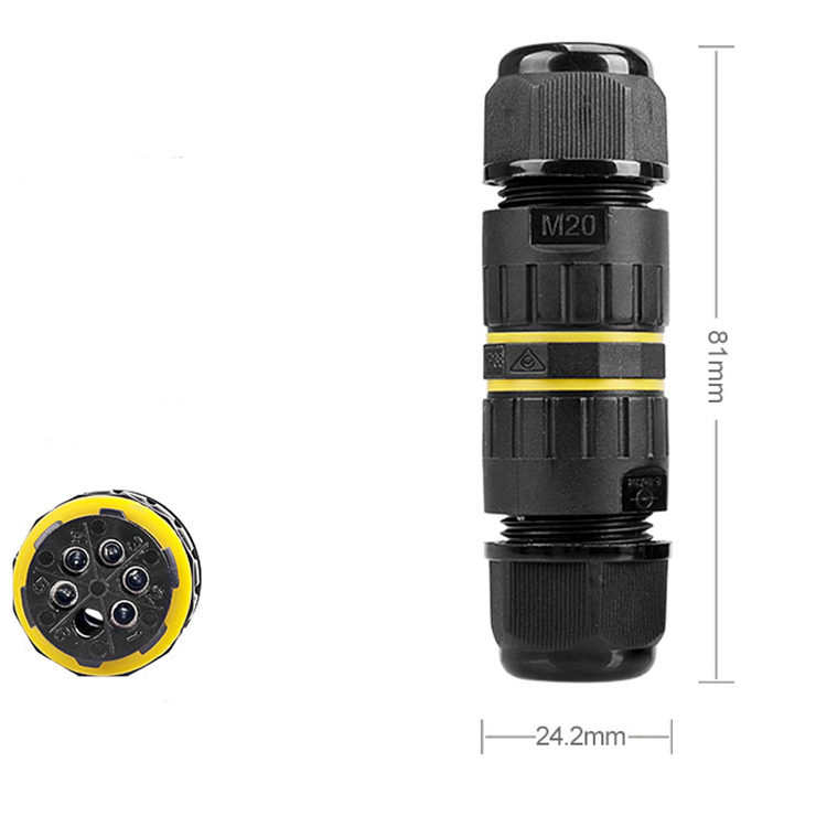 M20 Screw Waterproof Connector 5 Pin Through Type