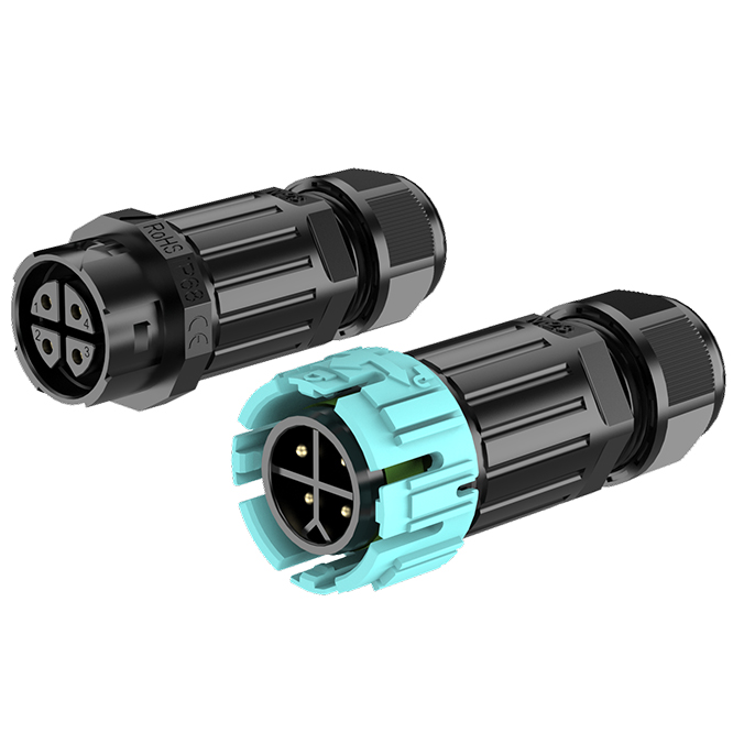 M23MF Standard Circular Connector 4 Pin Screwless Waterproof Cable Connector IP68 Wire to Wire Power Waterproof Connector