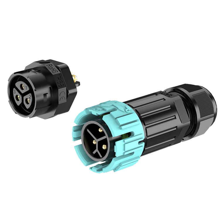 M23MP Self Locking Waterproof Connector 3 Pins Male Female Rear Panel Screwless Connectors