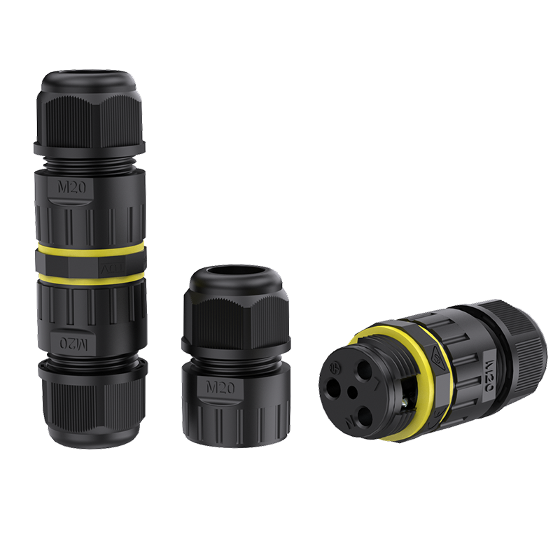 M20 Waterproof Outdoor Cable Connector 2 Pin Through Type Screw Waterproof Connector