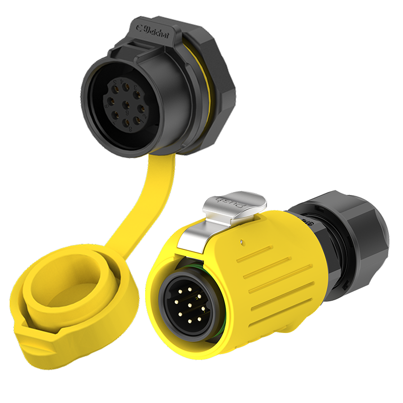 LP16 5A Power Yellow Waterproof Connector Panel 9 Pin All Plastic Reverse Mounting Aviation Plug Connector Socket