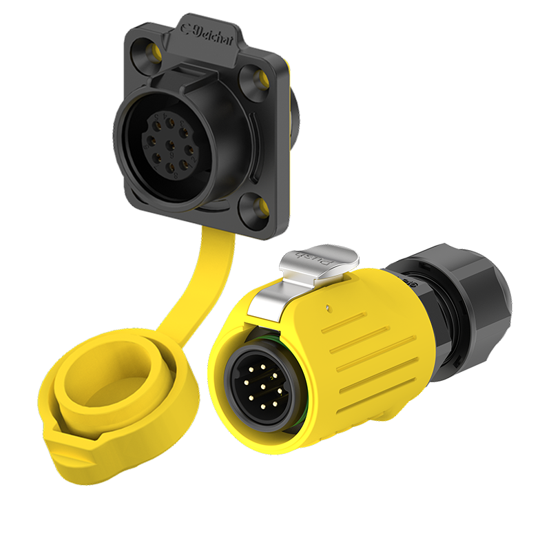 LP16 5A Waterproof Connector Yellow Flange 9 Pin Reverse Mounting Aviation Plug Connector Socket All Plastic