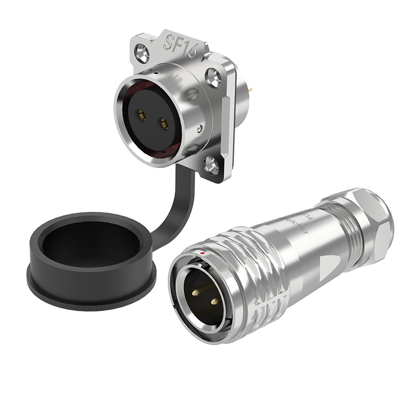SF16 2 Pin Standard Circular Connector Waterproof Wire Connectors IP67 Push-Pull All Metal
