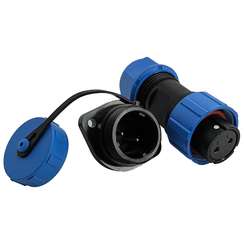 SP17 2 Pin Circular Plastic Wire Connector Flange Outdoor Cable Connector IP68