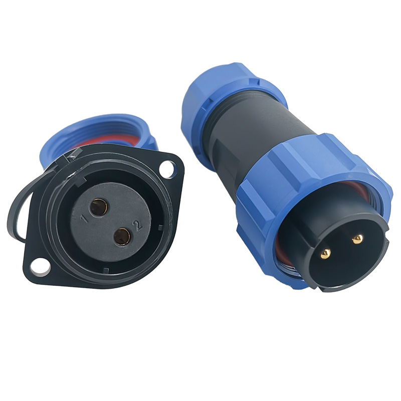 SP21 2 Pin Circular Plastic Wire Connector Flange Outdoor Cable Connector IP68
