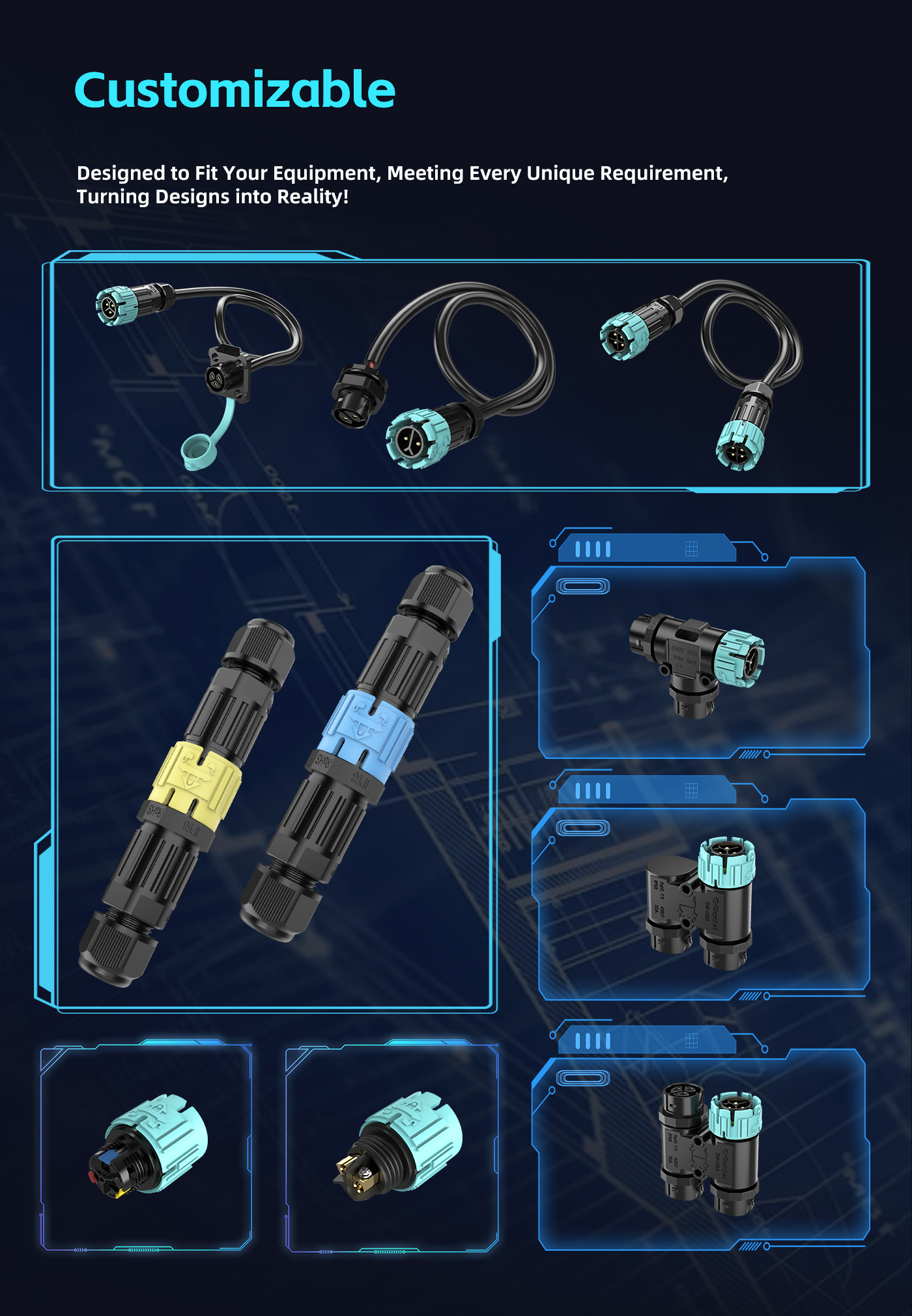 M19 outdoor electrical cable connectors