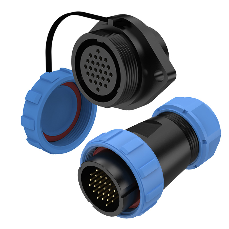 SP29 26 Pin Circular Plastic Wire Connector Diamond Flange Outdoor Cable Connector IP68