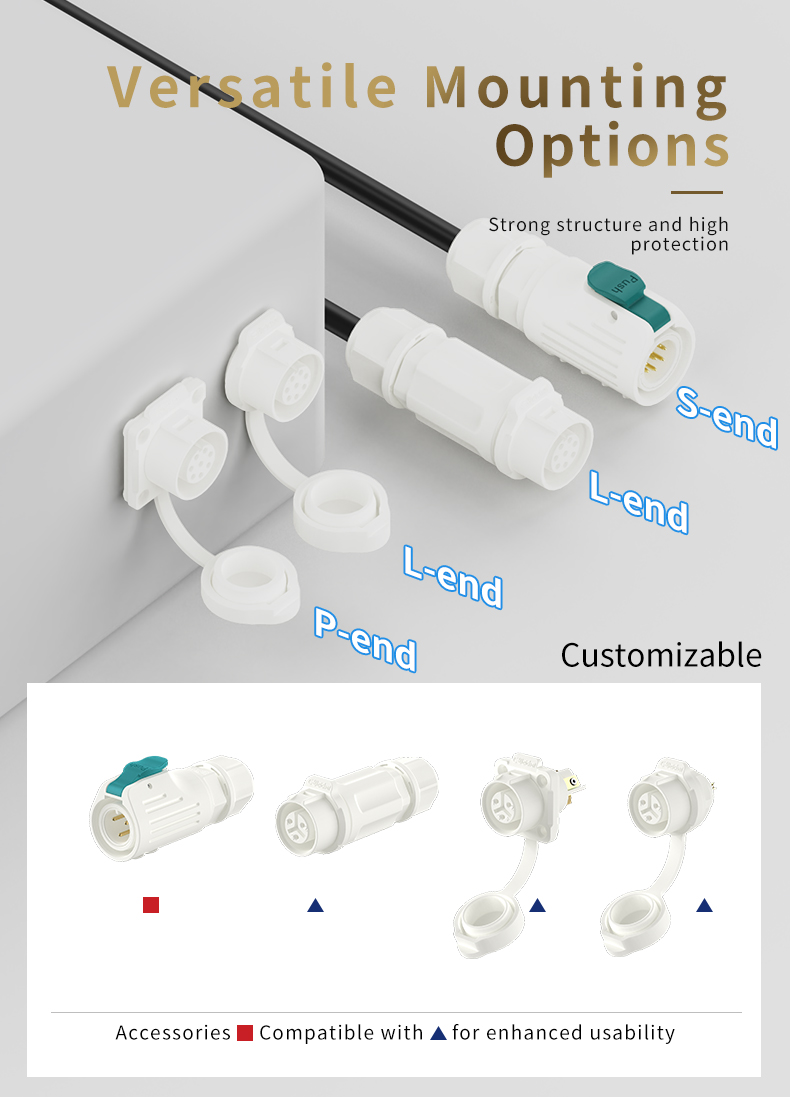 LP12 White Waterproof Connector